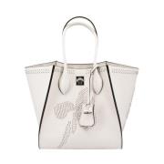 Ermanno Scervino Maggie Präglad Läder Väska White, Dam