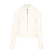 Maison Margiela Vit Ull Cardigan med Dragkedja White, Dam