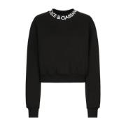 Dolce & Gabbana Svart Sweatshirt med Långa ärmar och Logotyp Black, Da...