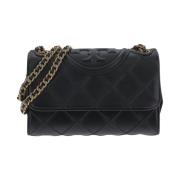 Tory Burch Läder Fleming Väska Black, Dam