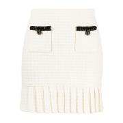 Self Portrait Cream Pleated Mini Skirt Beige, Dam