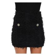 Pinko Fluffig Fransad Kortkjol Black, Dam