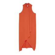 Patrizia Pepe Bär den hög-halsade asymmetriska klänningen Orange, Dam