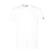 Comme des Garçons Play Vit Bomull T-shirt med Sidologga White, Herr