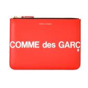 Comme des Garçons Röd Läderplånbok med Stor Logotyp Red, Unisex