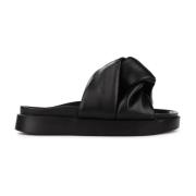 Inuikii Svart lädersandal med Soft Crossed Black, Dam