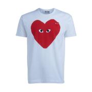 Comme des Garçons Play Vit T-shirt med rött hjärttryck White, Herr