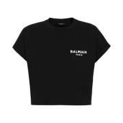 Balmain Cropped Logo T-shirt Black, Dam