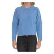 Max Mara Weekend Kabelstickad Raglanärm Pullover Blue, Dam