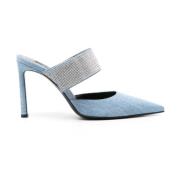 Sergio Rossi Denim Rhinestone Sandaler Blue, Dam