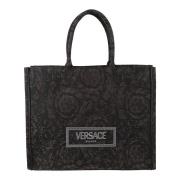 Versace Broderad Jacquard Barocco Toteväska Black, Herr