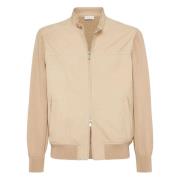 Brunello Cucinelli Italiensk Läderbomberjacka Beige, Herr