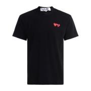 Comme des Garçons Play Svart bomullst-shirt med dubbel hjärta Black, H...