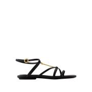 Jacquemus Svarta Lädersandaler - Pralu P Black, Dam