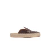 JW Anderson Bruna Läder Mule Flatform Sandaler Brown, Herr