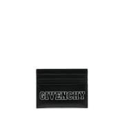 Givenchy Svart läderkreditkortplånbok med logotryck Black, Herr