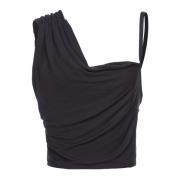 Pinko Asymmetrisk Ärmelös Crop Top Black, Dam