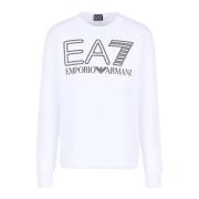 Emporio Armani EA7 Tryckt Logosweatshirt - Ea7 White, Herr