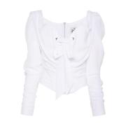 Vivienne Westwood Vit Siden Chiffong Crepe Korsettstil Topp White, Dam