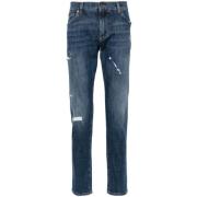 Dolce & Gabbana Lusso Denimbyxor med Ripped Detaljer Blue, Herr