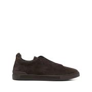 Z Zegna Bruna Lädersneakers med XXX Logotyp Brown, Herr