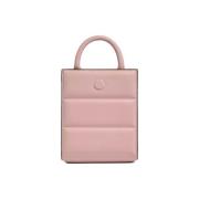 Moncler Doudoune Mini Tote - Quiltad Läder Pink, Dam