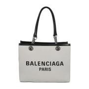 Balenciaga Beige Shopping Tote med Antika Silverdetaljer Beige, Dam