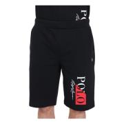 Ralph Lauren Svarta Shorts med Röda och Vita Logosnören Black, Herr