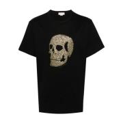 Alexander McQueen Gyllene Skull Print T-shirts och Polos Black, Herr