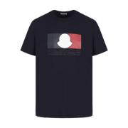 Moncler Box Logo Bomull T-Shirt i Navy Blue, Herr