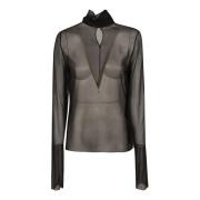 Saint Laurent Svart Blus för Kvinnor Black, Dam