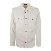 Versace Vit Denim Skjorta White, Herr