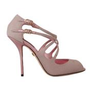 Dolce & Gabbana Rosa Glittriga Högklackade Sandaler Pink, Dam