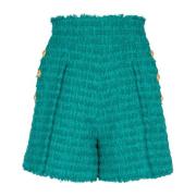 Balmain Flared tweed shorts Green, Dam