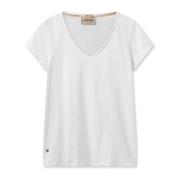 MOS MOSH Enkel Vit V-Hals T-shirt White, Dam