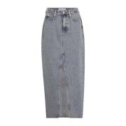 Calvin Klein Denim Midi Kjol för Kvinnor Blue, Dam