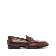 Salvatore Ferragamo Metallgraverade Moc Calf Brun Skor Brown, Herr