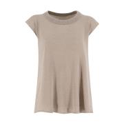 Le Tricot Perugia Sequin Linen Crew Neck Sweater Beige, Dam