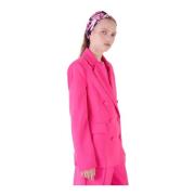 Silvian Heach Figursydd Dubbelknäppt Blazer Pink, Dam