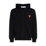 Comme des Garçons Play Hjärt Logo Dragkedja Hoodie Black, Herr