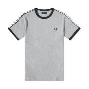 Fred Perry Taped Ringer T-shirt med Laurel Crown ärmdetalj Gray, Herr