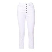 Dondup Vita Korta Jeans i Bomullsblandning White, Dam