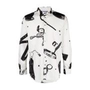 Moschino Grafiskt Tryckt Bomullsskjorta White, Herr