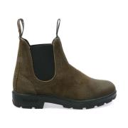 Blundstone Mörk Olivvaxad Mocka Chelsea Boots Green, Dam