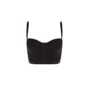 Del Core Svart Spetsad Cropped Top med Sweetheart Halsringning Black, ...