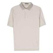 Corneliani Kontrast Bomull Polo Skjorta Beige, Herr