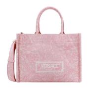 Versace Rosa Barocco Canvas Handväska Pink, Dam