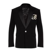 Balmain Blazer med B-applikation Black, Herr