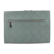 Bottega Veneta Vintage Förhandsägd Grå Läder Bottega Veneta Clutch Gra...