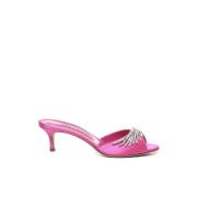 Manolo Blahnik Rosa Satin Kristall Sandaler Pink, Dam